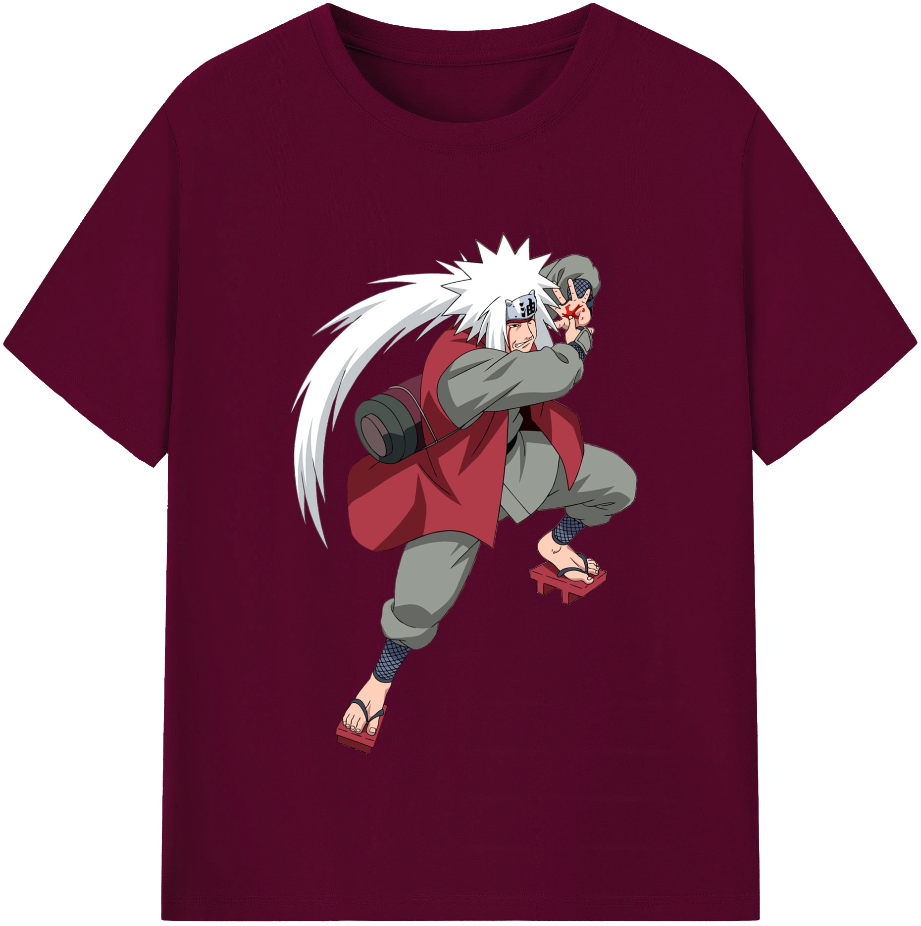（画像用） NARUTO -ナルト- 自来也（じらいや） Jiraiya レディースカジュアルプリントTシャツ（綿100％）